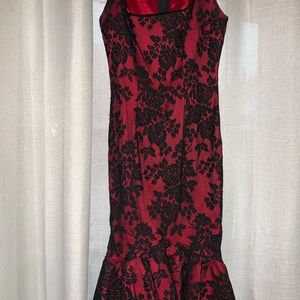 Black and red knee high